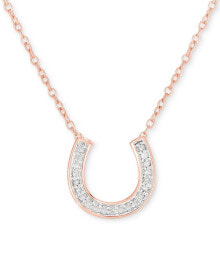 Macy's diamond Horseshoe 18" Pendant Necklace (1/10 ct. t.w.) in 14k Rose Gold-Plated Sterling Silver купить онлайн