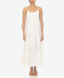 White Mark women's Scoop Neck Tiered Maxi Dress