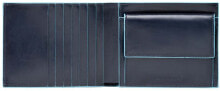 Мужское портмоне кожаное горизонтальное черное без застежки Piquadro - Portafoglio Uomo Con Porta Monete In Pelle Blue Square -pu1239b2r, N