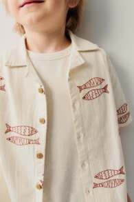 Fish embroidery shirt