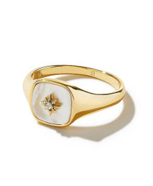 Купить кольца и перстни Ana Luisa: Gold Signet Ring - Amara Mother of Pearl