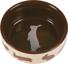 Поилки и кормушки для грызунов, хорьков и кроликов Trixie Ceramic bowl for a rabbit with a rabbit motif - 250ml 11cm