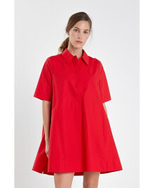 English Factory women's A-line Short Sleeve Shirt Dress