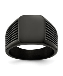 Купить кольца и перстни Chisel: Stainless Steel Polished Black IP-plated Signet Ring