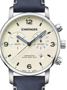 Купить мужские наручные часы с ремешком Wenger: Wenger 01.1743.119 Urban Metropolitan Chronograph 44mm 10ATM