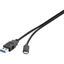 Renkforce RF-4381080 - 1 m - USB A - USB C - USB 3.2 Gen 2 (3.1 Gen 2) - 10000 Mbit/s - Black