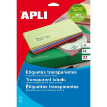 Adhesive labels Apli Transparent 10 Sheets 210 x 297 mm