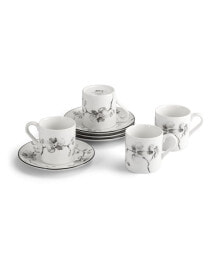 Michael Aram black Orchid Demitasse Set, Service for 4