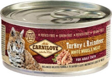 Купить влажные корма для кошек CARNILOVE: Carnilove CARNILOVE KOT pusz.100g TURKEY REINDEER