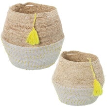 Set of Baskets Alexandra House Living 03777 White wicker Rattan Natural Fibre (2 Units)