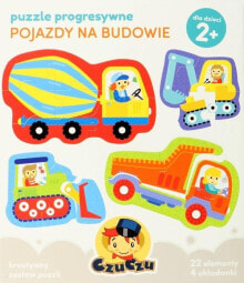 Деревянные пазлы для детей пазл для малышей Czuczu Транспортные средства, состоит из 4 пазлов с различным количеством элементов 4, 5, 6 и 7