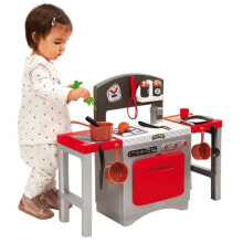 Детская игровая кухня трансформер - Ecoiffier - Духовка, плита, раковина с краном, часы, полки для хранения, посуда, столовые приборы, продукты. Возраст: от 18 месяцев.