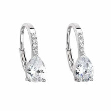 Ювелирные серьги Silver earrings with clear zircons 11206.1