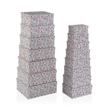 Set of Stackable Organising Boxes Versa Hearts Cardboard 15 Pieces 35 x 16,5 x 43 cm