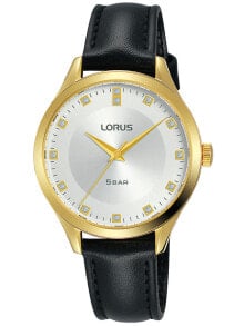 Женские наручные кварцевые часы LORUS ремешок из телячьей кожи. Водонепроницаемость-5 АТМ. Прочное, минеральное стекло. Циферблат декорирован кристалами.
