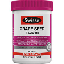Витамины и БАДы для кожи Swisse Ultiboost Grape Seed Supplement Body & Beauty Добавка из экстракта виноградных косточек для поддержки образования коллагена 300 0таблеток