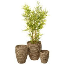 Set of Planters Romimex Natural Natural Fibre 40 x 49 x 40 cm 3 Pieces