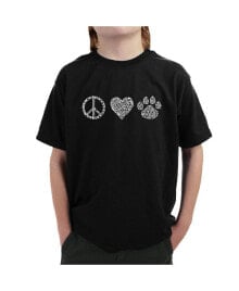 LA Pop Art big Boy's Word Art T-shirt - Peace Love Cats