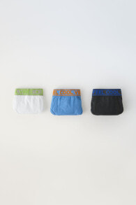 6-14 years/ pack of three briefs with flocked slogan