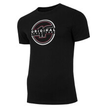 Мужские спортивные футболки мужская футболка спортивная черная с принтом на груди для бега 4F TSM019