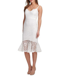 GUESS flounce-Hem Lace Dress