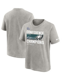 Youth Boys Gray Philadelphia Eagles 2022 NFC Champions Locker Room Trophy Collection T-shirt