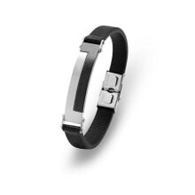 Мужской кожаный браслет черный с металлическими элементами Troli Timeless leather bracelet for men Leather VEDB0290S