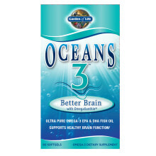 Рыбий жир и Омега 3, 6, 9 Garden of Life Oceans 3 Better Brain Ультрачистый рыбий жи - омега-3 для поддержки работы мозга  90 гелевых капсул