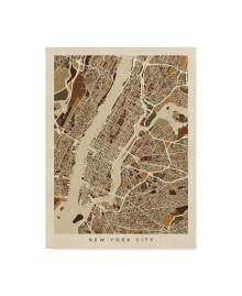 Trademark Global michael Tompsett New York City Street Map Brown Canvas Art - 15