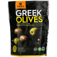 Маринованные овощи и оливки gaea, греческие оливки, смешанные оливки без косточек, зеленые, черные и коричневатые, 150 г (5,3 унции)