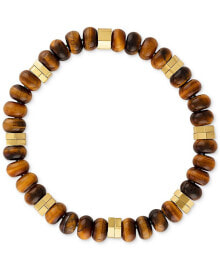 Купить мужские ювелирные браслеты Esquire Men's Jewelry: Браслет Esquire Tiger Eye Bead Stretch in Gold-Plated Silver