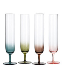 The Wine Savant multicolored Beautiful Champagne Flutes, Set of 4