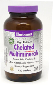 Minerals and trace elements bluebonnet Nutrition Albion® High Potency Chelated Multiminerals Iron Free -- 120 Caplets