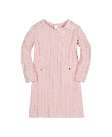 Купить детские платья и сарафаны для девочек Hope & Henry: Toddler Girls Organic Long Sleeve Bow Detail Cable Sweater Dress