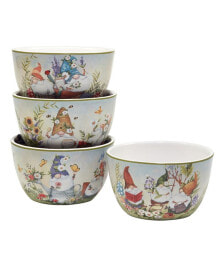 Certified International garden Gnomes Set of 4 Ice Cream Bowl