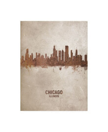 Trademark Global michael Tompsett Chicago Illinois Rust Skyline Canvas Art - 19.5
