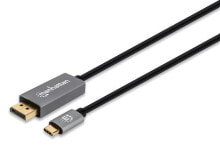 Manhattan 354851 видео кабель адаптер 3 m USB Type-C DisplayPort Черный, Серебристый