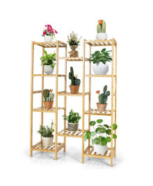 Costway bamboo 11-Tier Plant Stand Utility Shelf Free Standing Storage Rack Pot Holder
