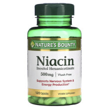 Витамины группы В Nature's Bounty, Flush Free Niacin, 500 mg, 120 Capsules