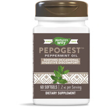 Витамины и БАДы для укрепления иммунитета Nature's Way Pepogest Peppermint Oil Масло перечной мяты 0,2 мл 60 мягких таблеток