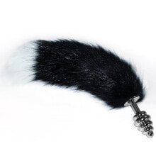 Плаг или анальная пробка LOVETOY Metal Spiral Butt Plug with Black and White Fox Tail