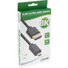 InLine Slim Ultra High Speed HDMI Cable AM/DM 8K4K gold plated black 2m