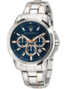 Мужские наручные часы с браслетом Мужские наручные часы с серебряным браслетом Maserati R8873621008 Successo chronograph 44mm 5ATM