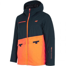 Мужские спортивные куртки Мужская куртка спортивная синяя оранжевая с капюшоном Snowboard jacket 4F M H4Z20 KUMS001 30S