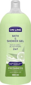 Средства для душа On Line Freshness Bath & Shower Gel Освежающий гель для душа и ванны с алоэ вера и лаймом  980 мл