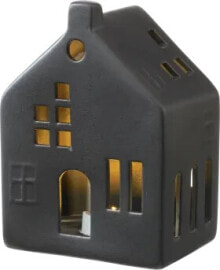 Dekoaufsteller, Haus mit LED, schwarz (14 cm), 1 St