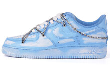 【定制球鞋】 Nike Air Force 1 Low 07 空军一号 街头范 浸染 做旧 解构链条 脏脏鞋 低帮 板鞋 男款 蓝色 / Кроссовки Nike Air Force 1 Low 07 CW2288-111