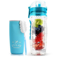 Zulay Kitchen portable Flip Top Lid Water Bottle with Fruit Infuser