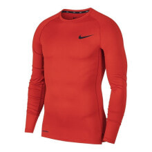 Женские кроссовки мужской спортивный лонгслив с длинным рукавом красный с логотипом Nike Pro Longsleeve Top M