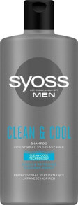 Syoss Syoss Men Clean & Cool Szampon odswiezajacy - wlosy normalne i przetluszczajace --  Мужской шампунь для нормальных и жирных волос --440 мл